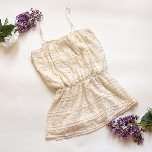 PRETTY GOOD Beige Cream Nude Lace Summer Top M